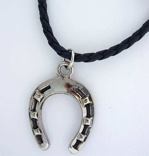 Horseshoe Pendant with Rubber Necklace