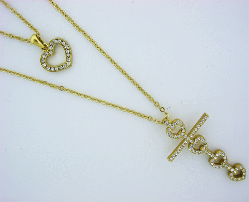 Golden Cross and Heart Necklace