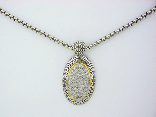 Oval Sterling Silver Pendant Necklace